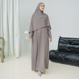Hafisa Abaya Set Grey Cream