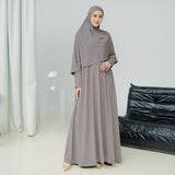 Hafisa Abaya Set Grey Cream
