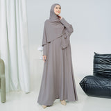 Hafisa Abaya Set Grey Cream