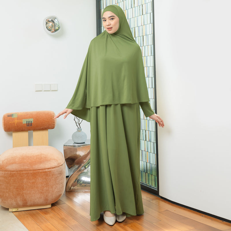 Hafisa Abaya Set Olive Green