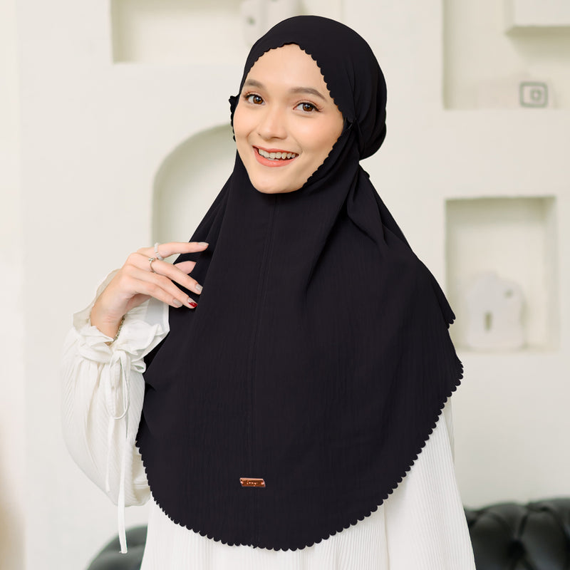 Biyya Instan Lasercut (Bergo Crinkle) Black