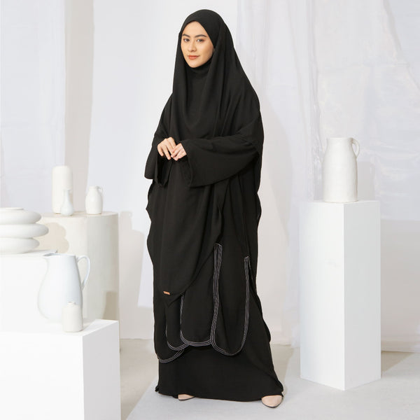 Hanira Abaya Tunik Set Khimar Black