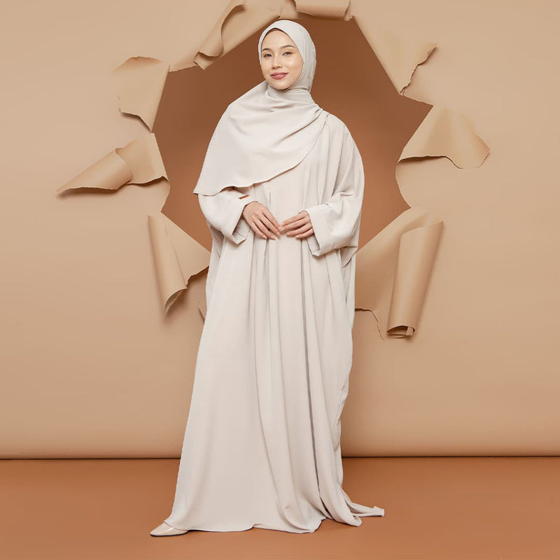 Hamida Abaya Cream Almond (Lozy x Hamidah)