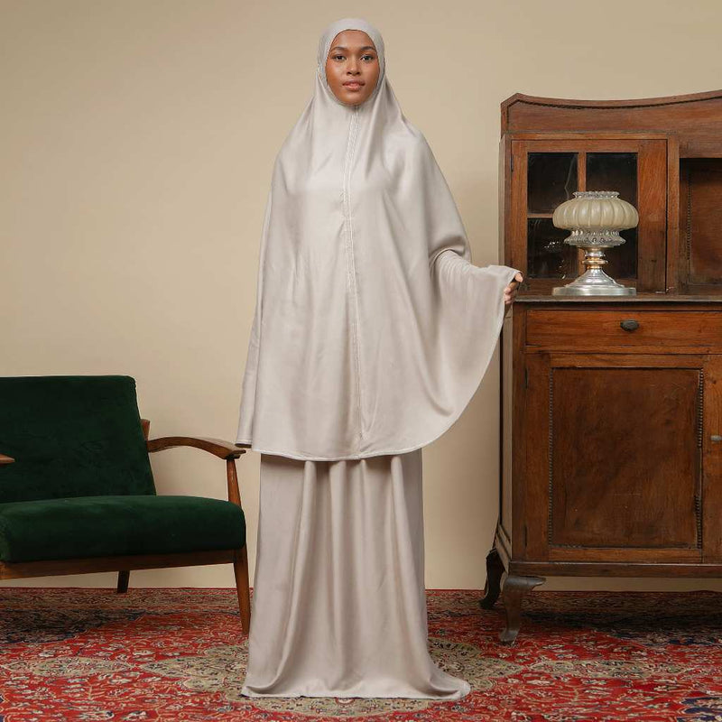 Safwa Prayer Set Grey Cream