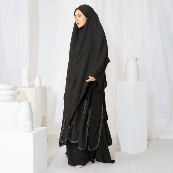 Hanira Abaya Tunik Set Khimar Black