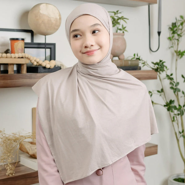 Rayna Instan Shawl (Pashmina Instan Rayon) Nude Cream New