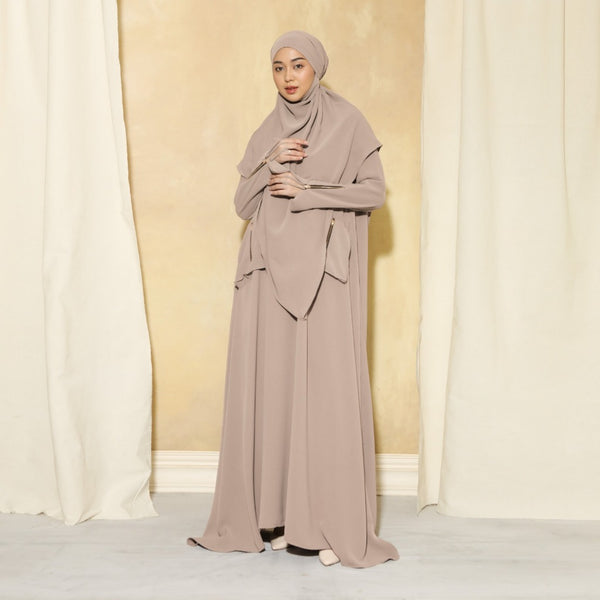 Syaza Abaya Lozy X Cut Syifa Tan XL (Gamis Haji dan Umrah)