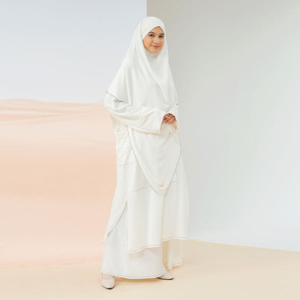 Arumy Abaya Tunik Khimar Set Broken White