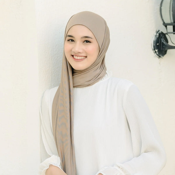Rayna Instan Shawl (Pashmina Instan Rayon) Taupe New