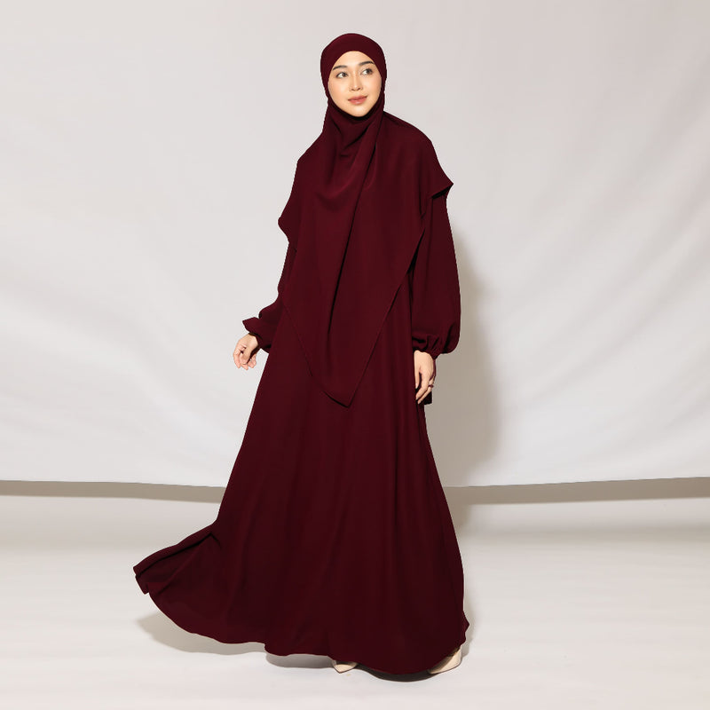 Fatima Abaya Set Burgundy