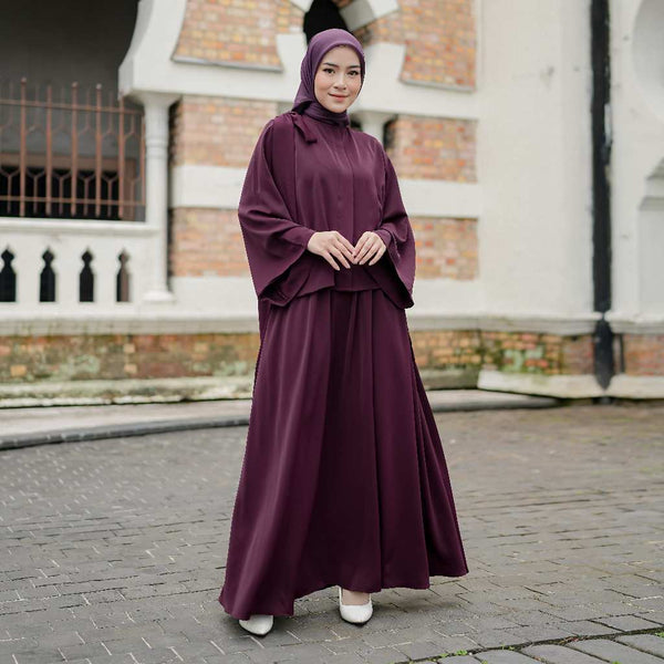 Hanaya Tunik Blouse Set Burgundy