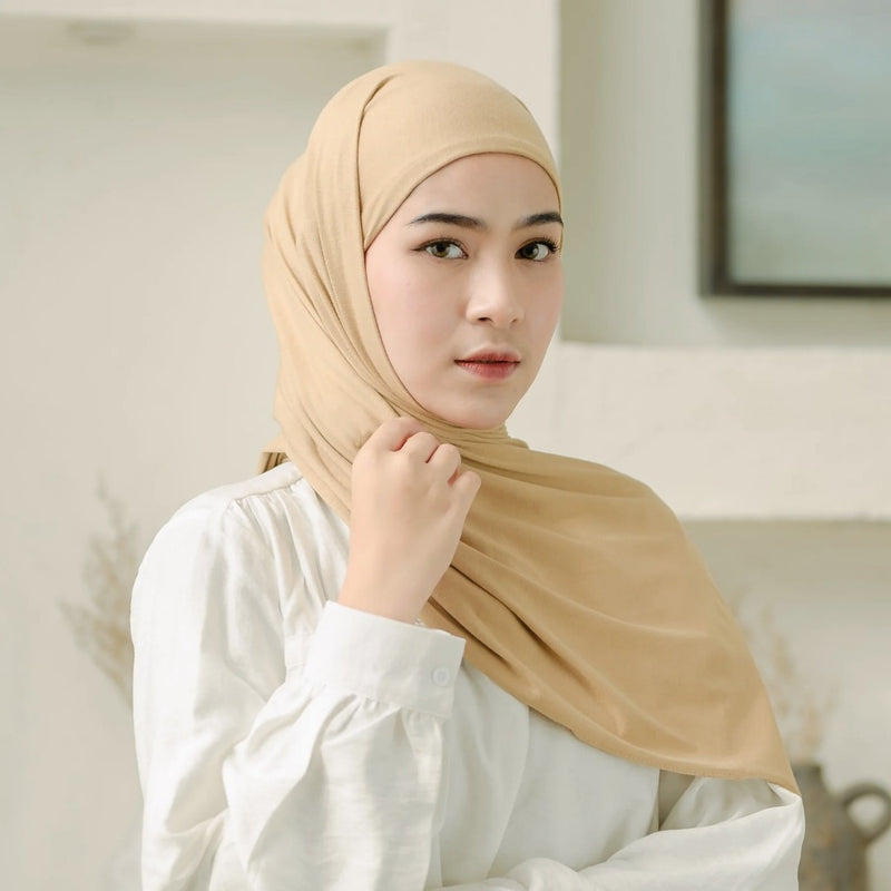 Rayna Instan Shawl (Pashmina Instan Rayon) Peanut New