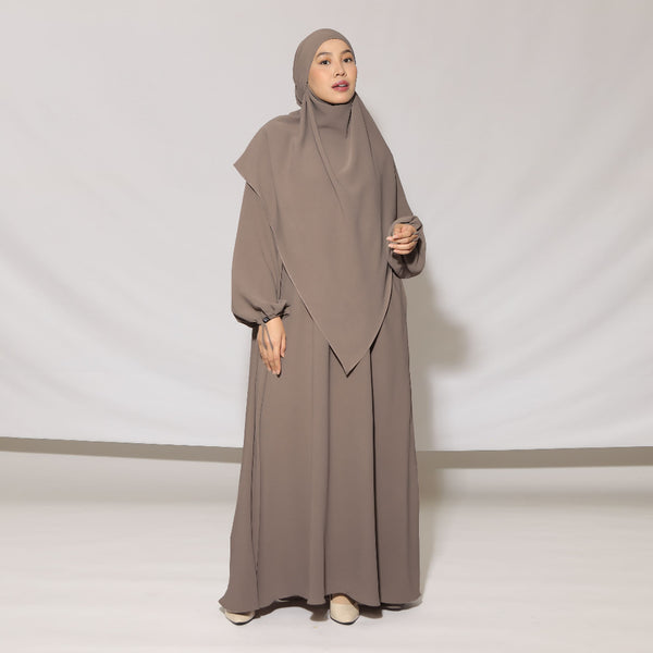 Fatima Abaya Set Grey Cream