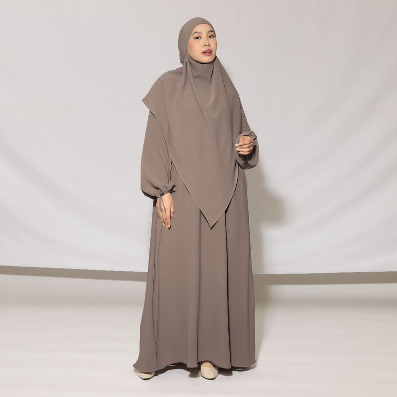 Fatima Abaya Set Grey Cream