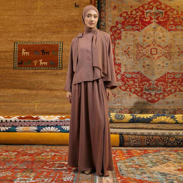 Hanaya Tunik Blouse Set Brown