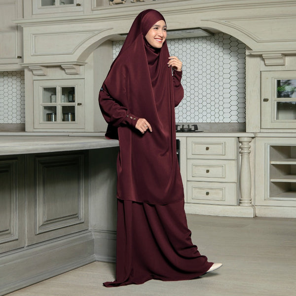 Sabiya Abaya Lozy X Cut Syifa Burgundy L