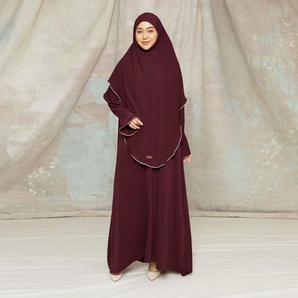 Balqis Abaya Lozy X Cut Syifa Burgundy M