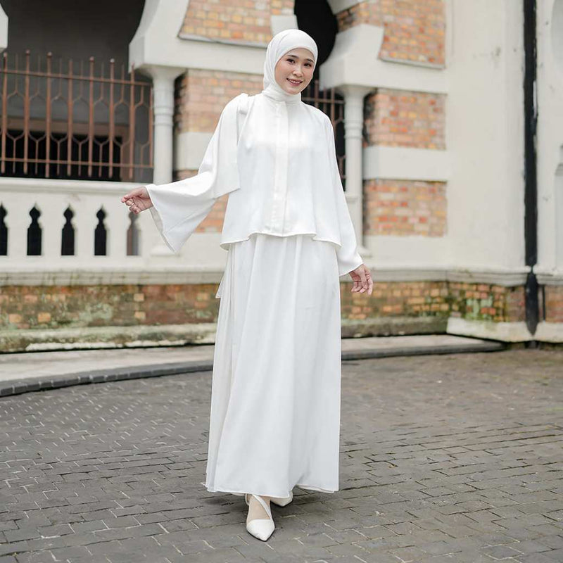 Hanaya Tunik Blouse Set Broken White