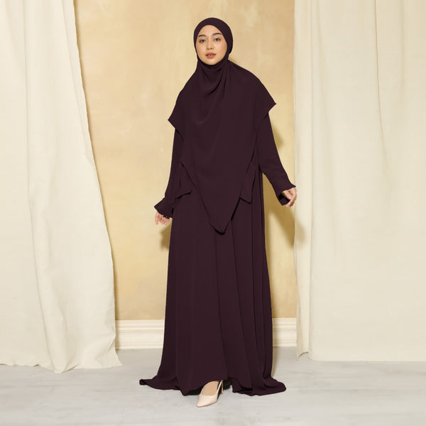 Syaza Abaya Lozy X Cut Syifa Wineberry XL (Gamis Haji dan Umrah)