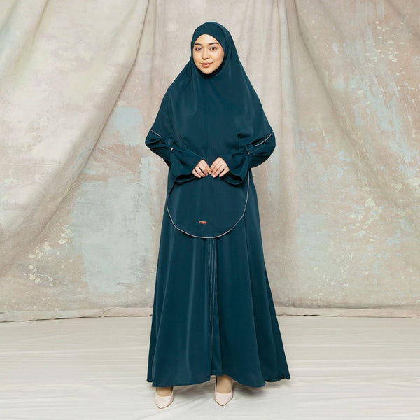 Balqis Abaya Lozy X Cut Syifa Dark Teal Blue XL