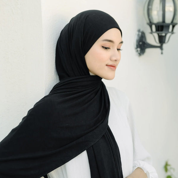 Rayna Instan Shawl (Pashmina Instan Rayon) Black New