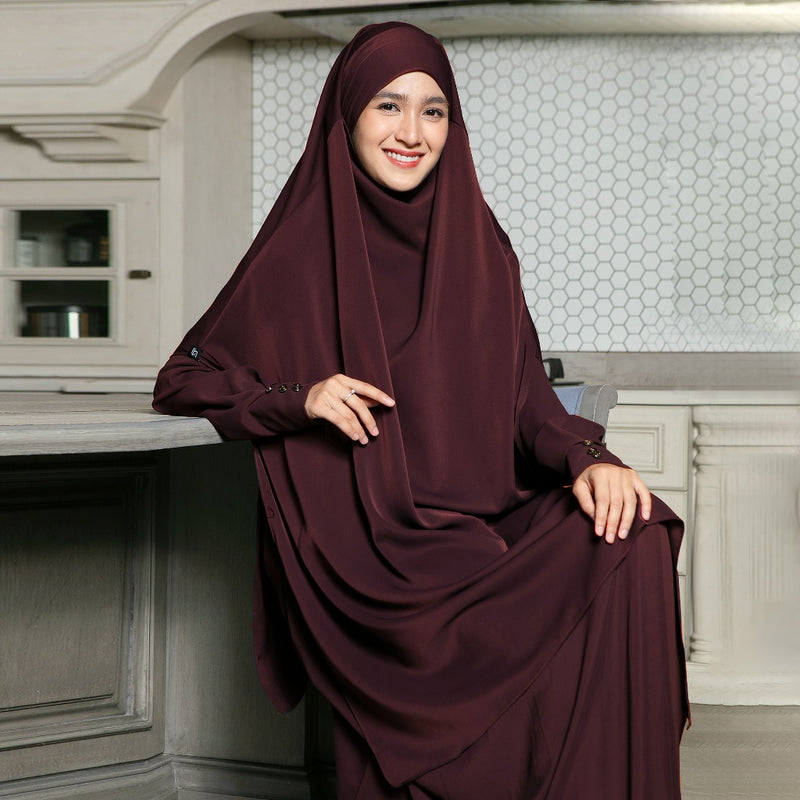 Sabiya French Khimar Lozy X Cut Syifa Burgundy (Khimar Only)