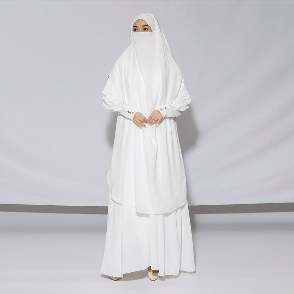 Sabiya Abaya Lozy X Cut Syifa Broken White L