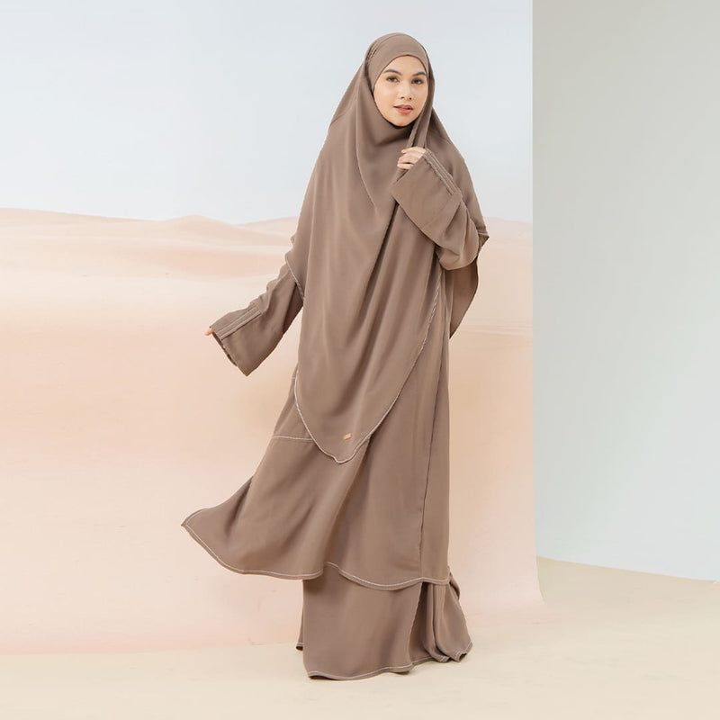 Arumy Abaya Tunik Khimar Set Soft Brown