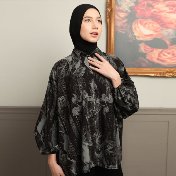 Syifa Blouse Snow Black (Lozy x Cut Syifa)