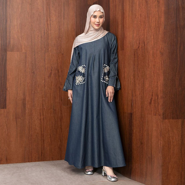 Irish Dress Denim Embroidery Blue Denim