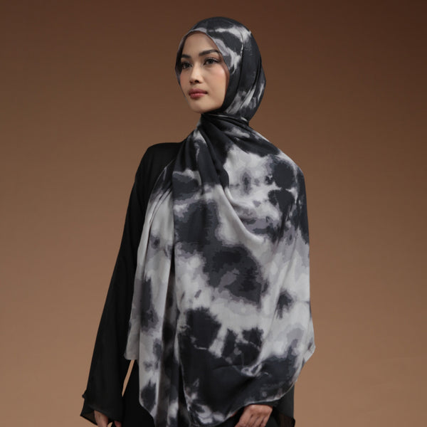 Viscose Printed Modal Graphite Watercolor