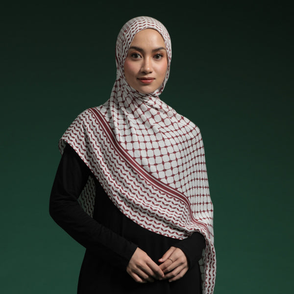 Viscose Printed Modal Maroon Keffiyeh