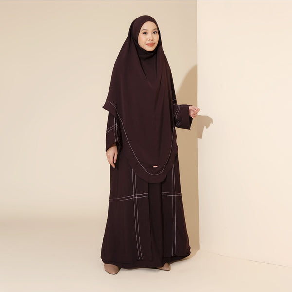 Havina Abaya Set Wineberry New Material