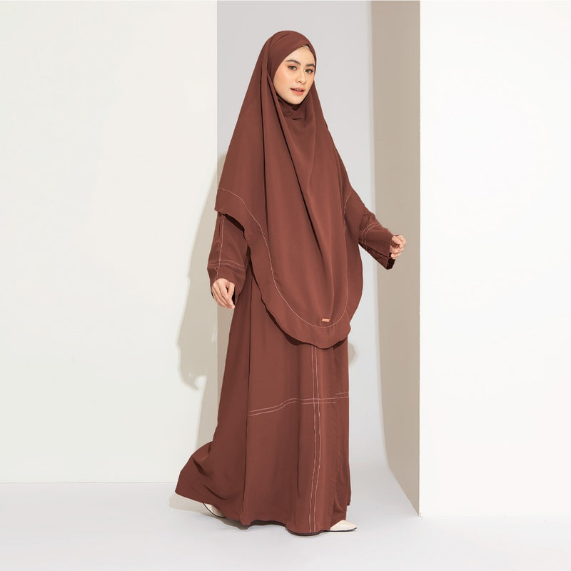 Havina Abaya Set Rustic Brown New Material