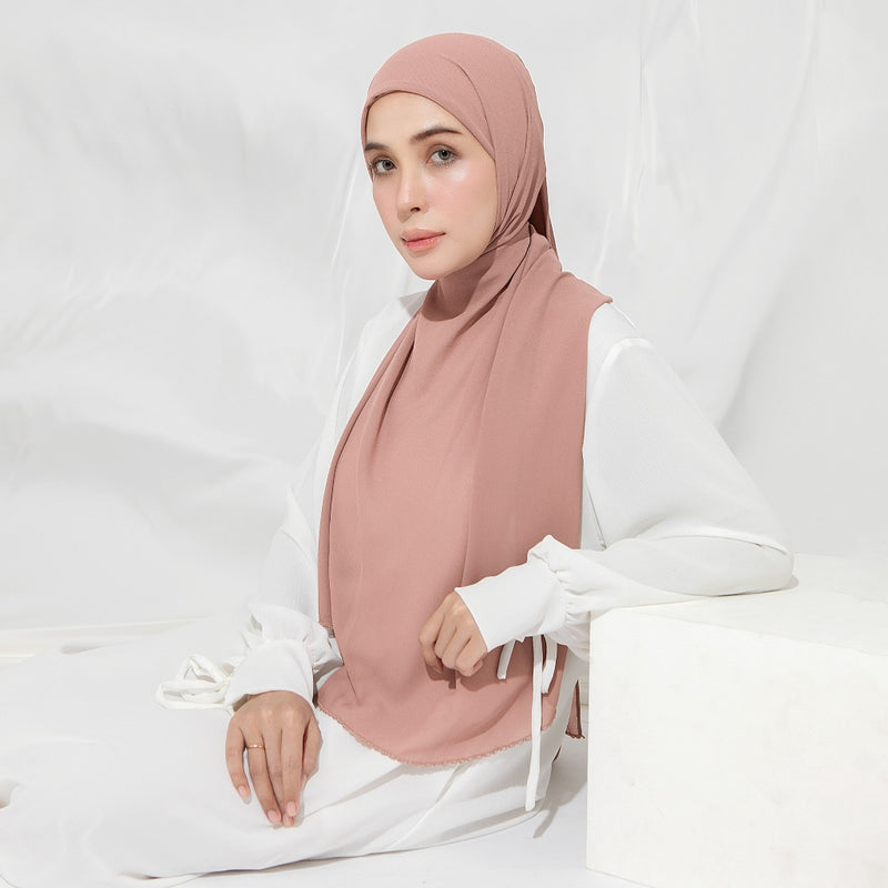 Embroidery Inner Shawl Lozy X Hamidah Nude Pink