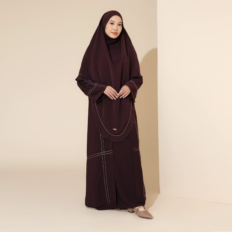 Havina Abaya Set Violet New Material