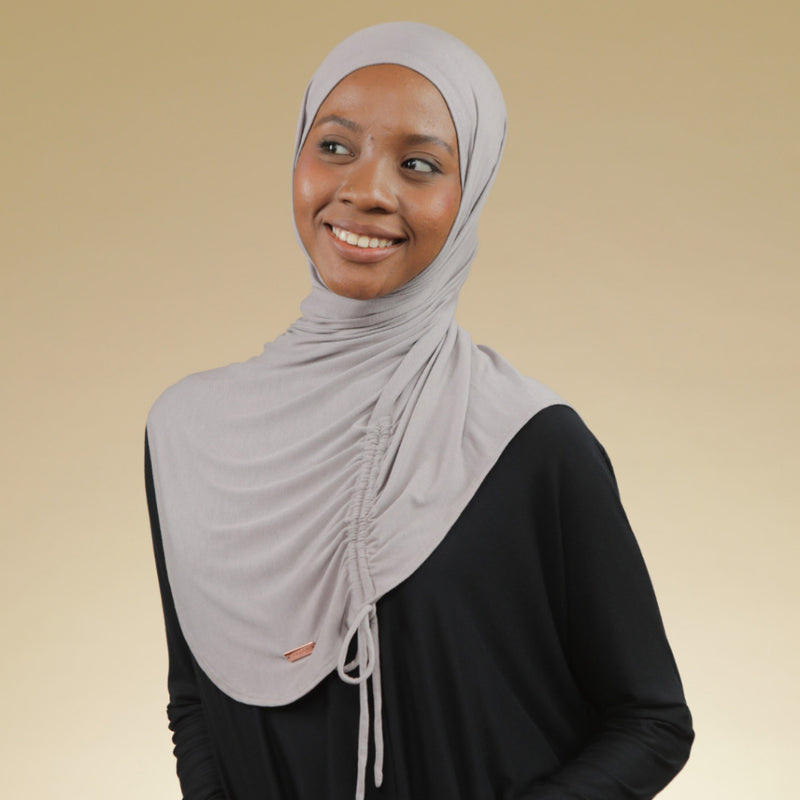Liora Instan (Hijab Instan Serut Sport Rayon) Grey Cream