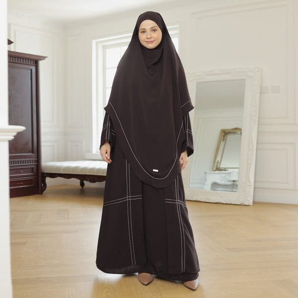 Havina Abaya Set Smoke Grey New Material
