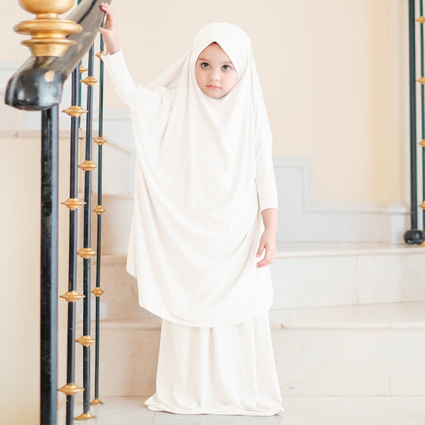 Shameera Prayer Set Kids in Broken White 3-4 Tahun (Lozy x Hamidah)