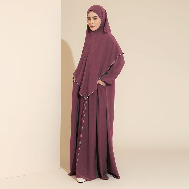 Humaya Abaya Set Ruby Wine