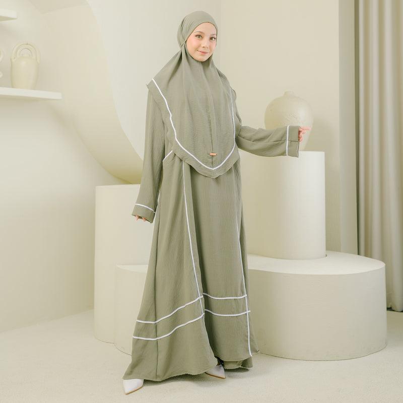 Hanisa Abaya Set Soft Army