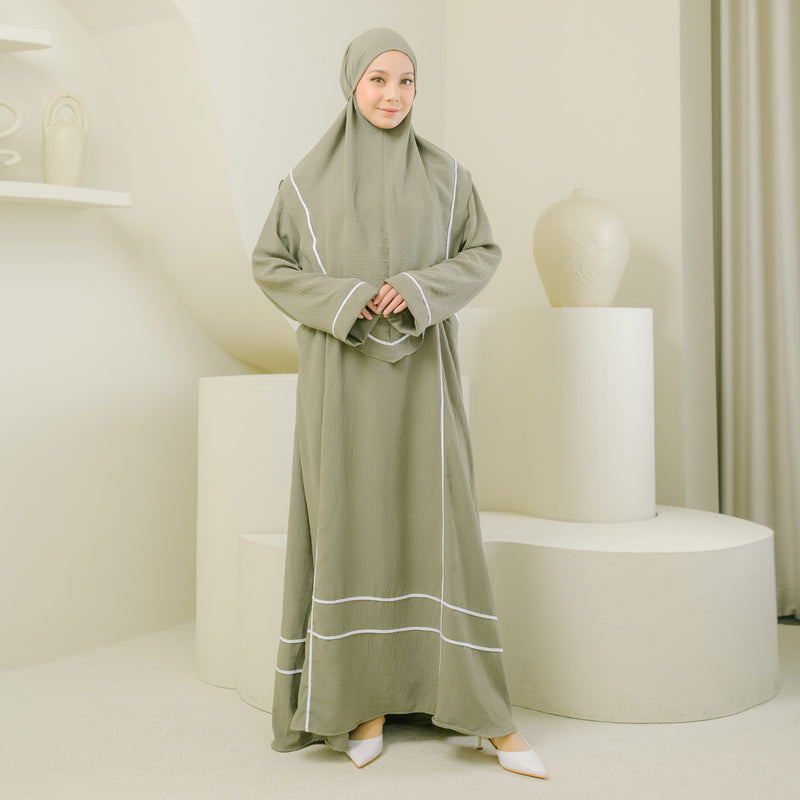 Hanisa Abaya Set Soft Army