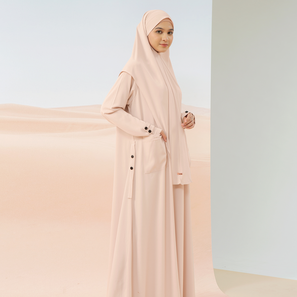 Haza Abaya Set Soft Beige