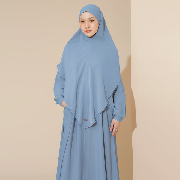 Humaya Abaya Set Steel Blue