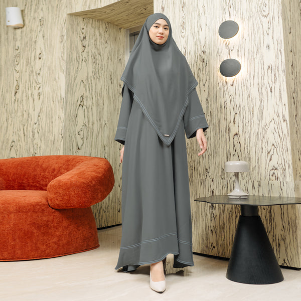 Pre Order Sadia Abaya Set Stone Grey