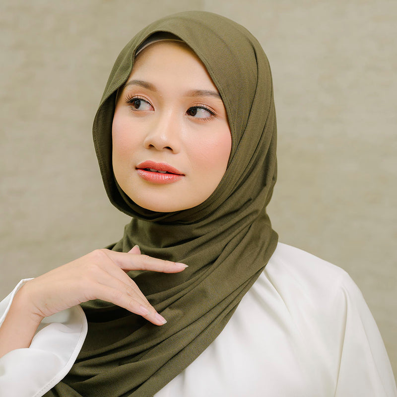 Tana Shawl (Pashmina Kaos Rayon) Army