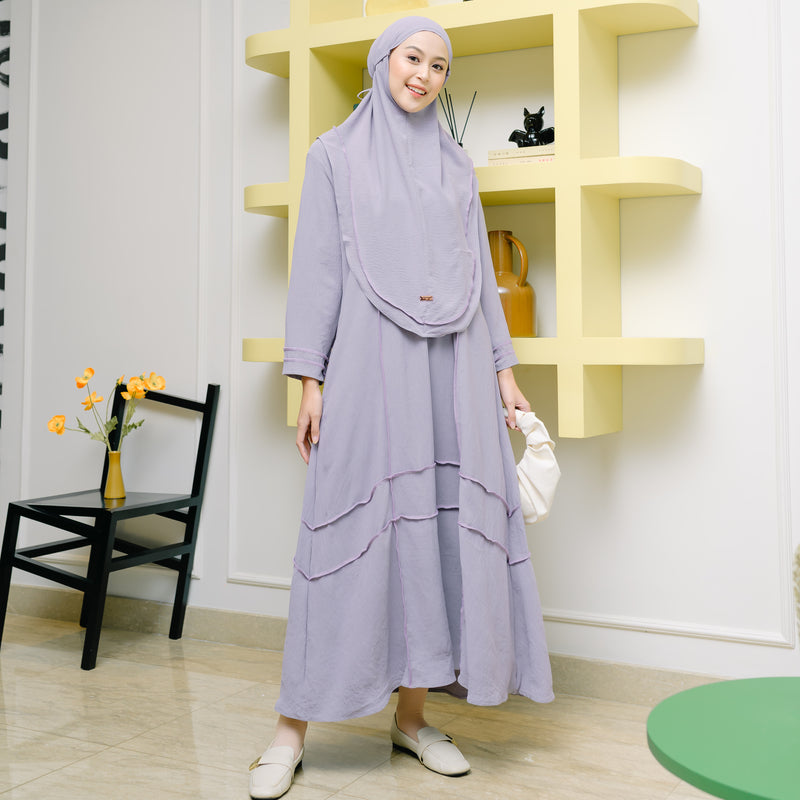 Khansa Abaya Set Soft Lilac