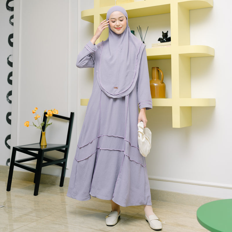 Khansa Abaya Set Soft Lilac