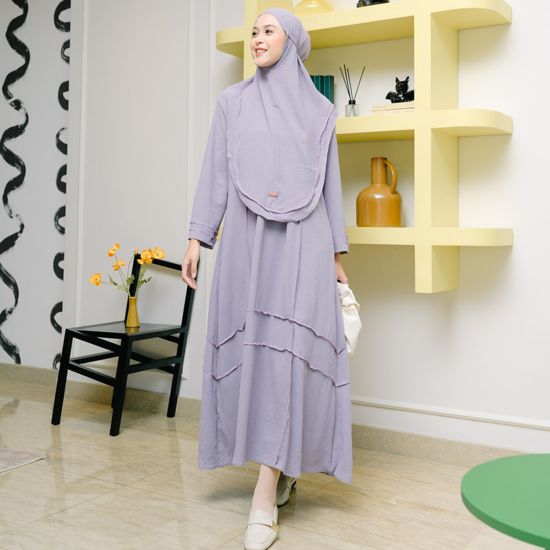 Khansa Abaya Set Soft Lilac