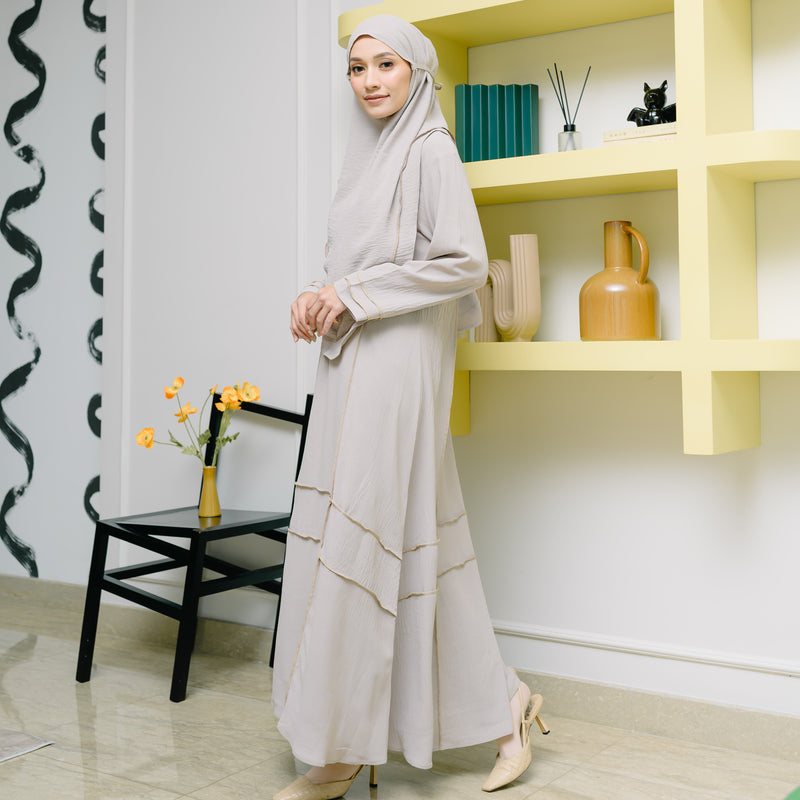 Khansa Abaya Set Cream Almond